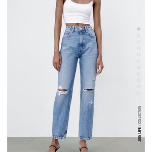 Zara Ripped Mom Fit Jeans